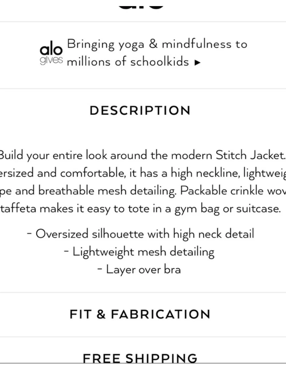 ALO Stitch jacket